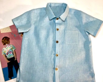 baby boy navy button down shirt