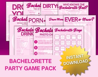 Bachelorette Party Games Bundle Pink Bachelorette Party Games Instant Download 11 Printable Games Bride to Be Bachelorette Bingo