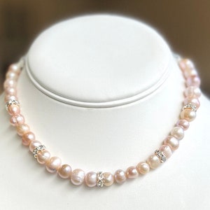 Freshwater Pearl necklace with Silver accents, Sterling Silver toggle closure, and filigree accents, Statement necklace, Wedding Jewelry