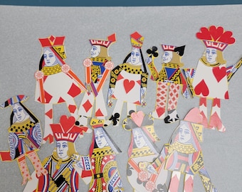 Handmade Paper Dolls from Playing Cards | Upcycled Art Collectible Decor (Set of 10)