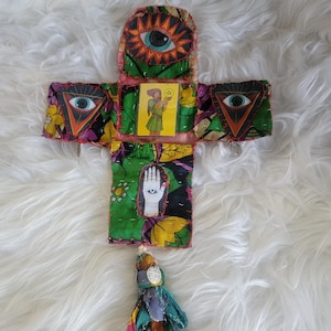 Pocket Altar,  hand stiched Tarot My protection lucky altar