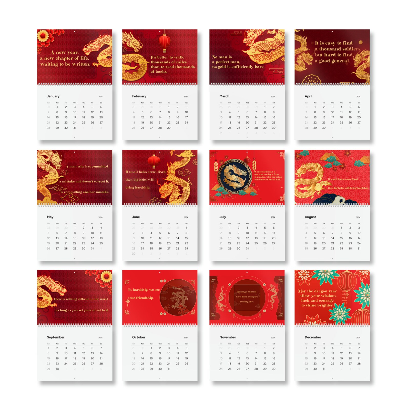 2024 Calendar, Chinese New Year Calendar, Planner 2024, Best New Year