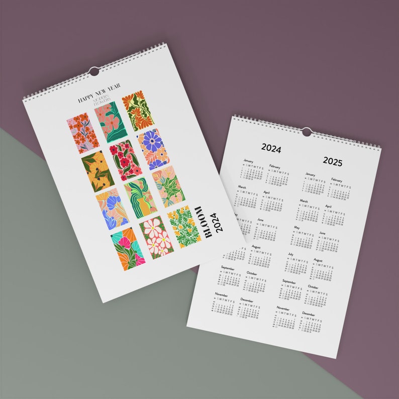 Wall Calendar 2024, 2024 Calendar, 2024 Botanical Calendar, Planner