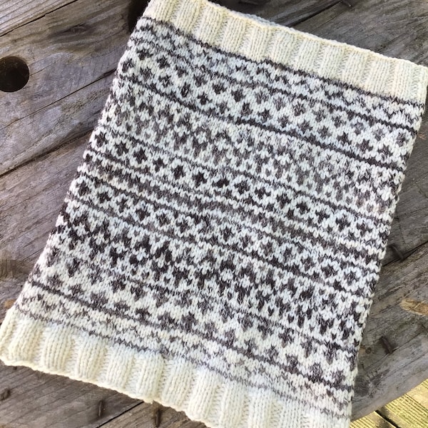 Col fair isle tricoté main