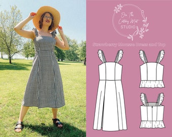 Patrón de costura para vestido y top de mousse de fresa (tallas UK4-18/EU32-46) (Descarga digital)