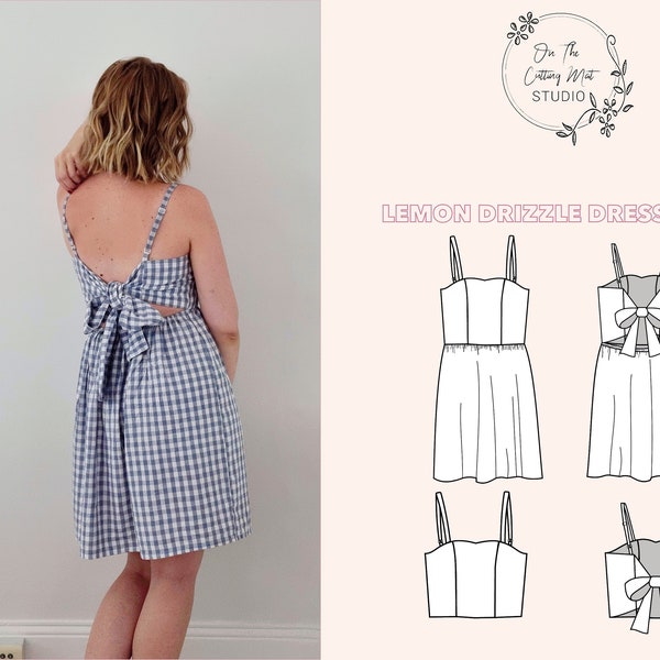 The Lemon Drizzle Tie Back Dress and Top Digital Sewing Pattern for Women | Open back | Instant Download PDF & Instructions | UK4-18/EU32-46