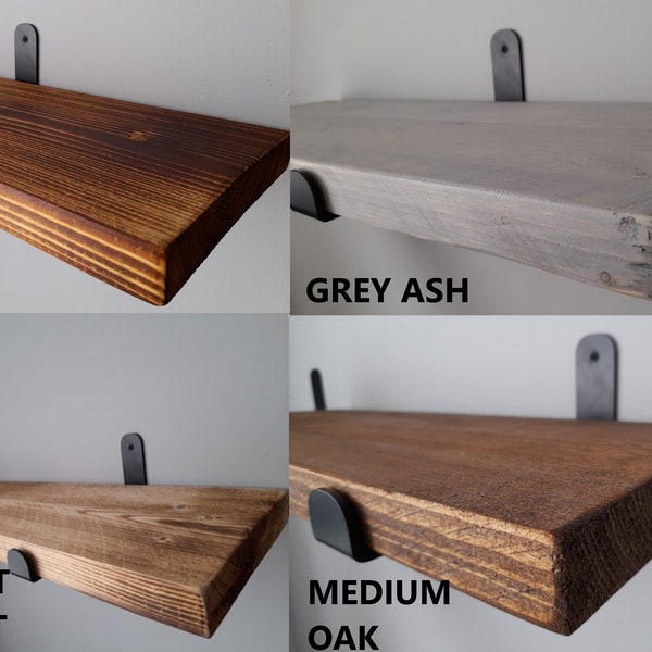 Best Prices Handmade-Rustic Shelves-Wooden Shelf-Scaffold Boards-Reclaimed Handcrafted Medium Oak Grey Ash Oiled Waxed Burnt