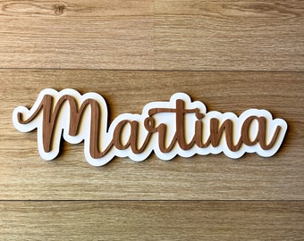 Nombre personalizado bicolor acabado en madera