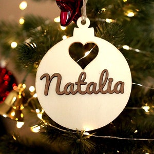 Personalizowana drewniana ozdoba świąteczna Serce