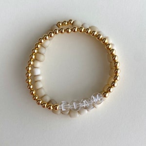 Clear (Custom Name or Word) 14k Gold Filled | Personalized Beaded Name Bracelet | Personalized Beaded Word Bracelet | Baby Bracelet