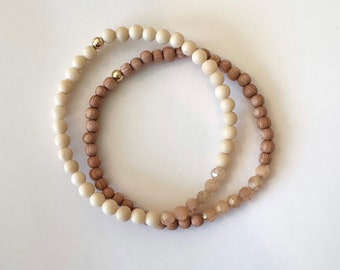 Mystic Moonstone Rosewood Fossil Jasper Bracelet 14k Gold Filled | Baby Bracelet Child Bracelet Adult Bracelet