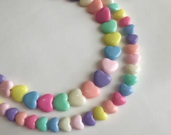 Pastelkleurige snoep hart kralenketting 14k gold filled kralen | Cadeau voor haar Valentijnsdag: mama en ik vriendschapsarmbandketting