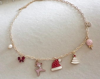 Collana con ciondolo natalizio per ragazze e donne, regolabile, 16-19 pollici, regalo di compleanno Boo Basket