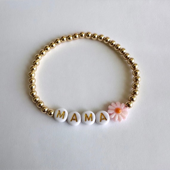 Mama Bracelet 14k Gold Filled Custom Gift Flower Heart