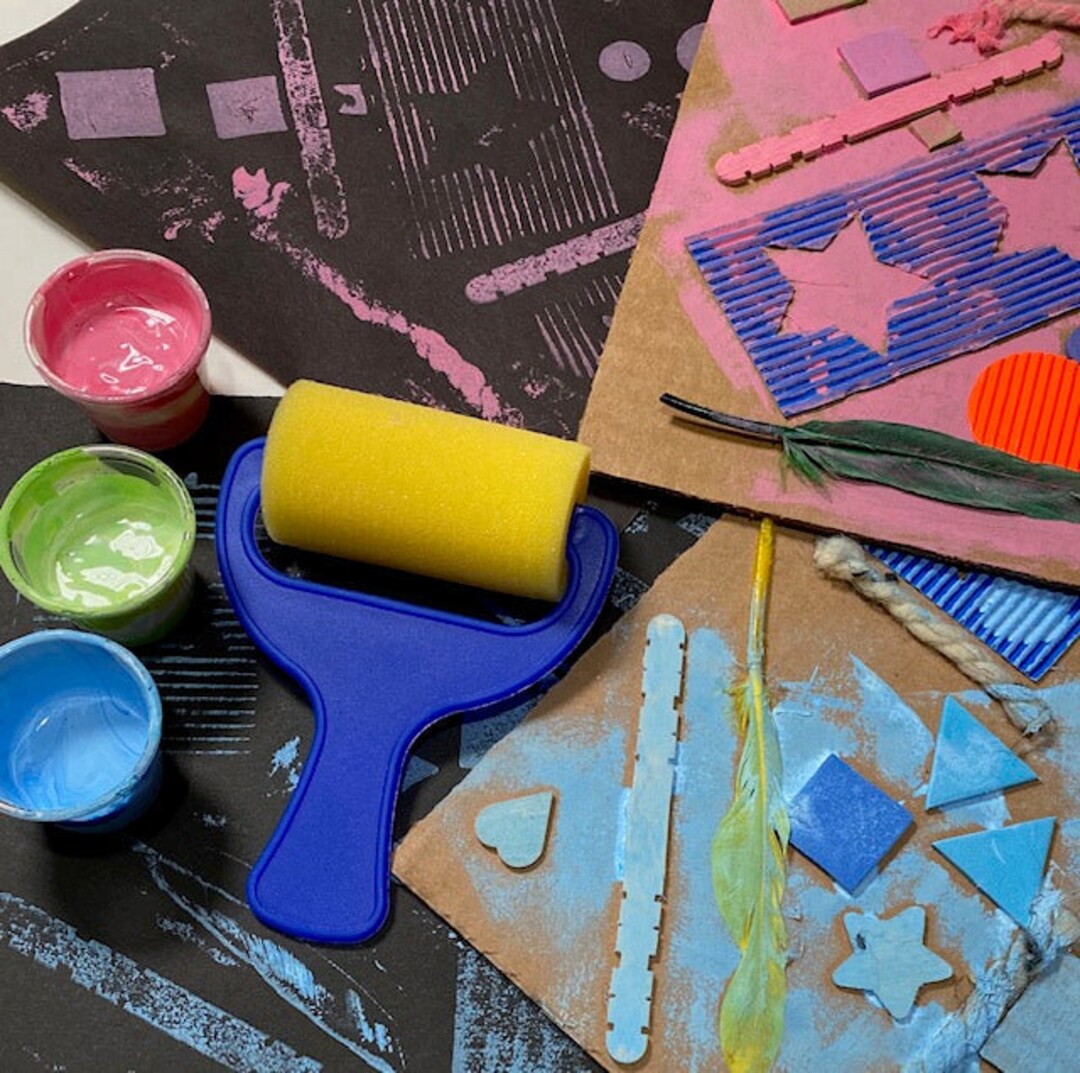 DIY Kids Printmaking Art Kits Collagraph Prints Kids Art Etsy