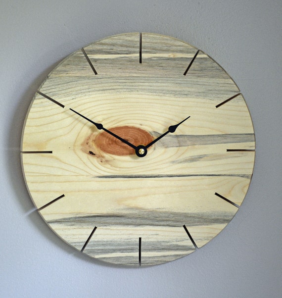 10 Round Wall Clock Pine Clock Clean Design Clock Etsy