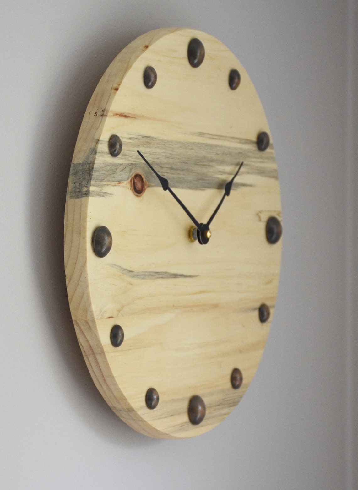 Wall clock 12 Round Pine Clock Etsy