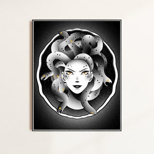Medusa Art Print | Greek Mythology Wall Art | Mythology Poster Art | Monster Art Poster | Mythology Illustration |