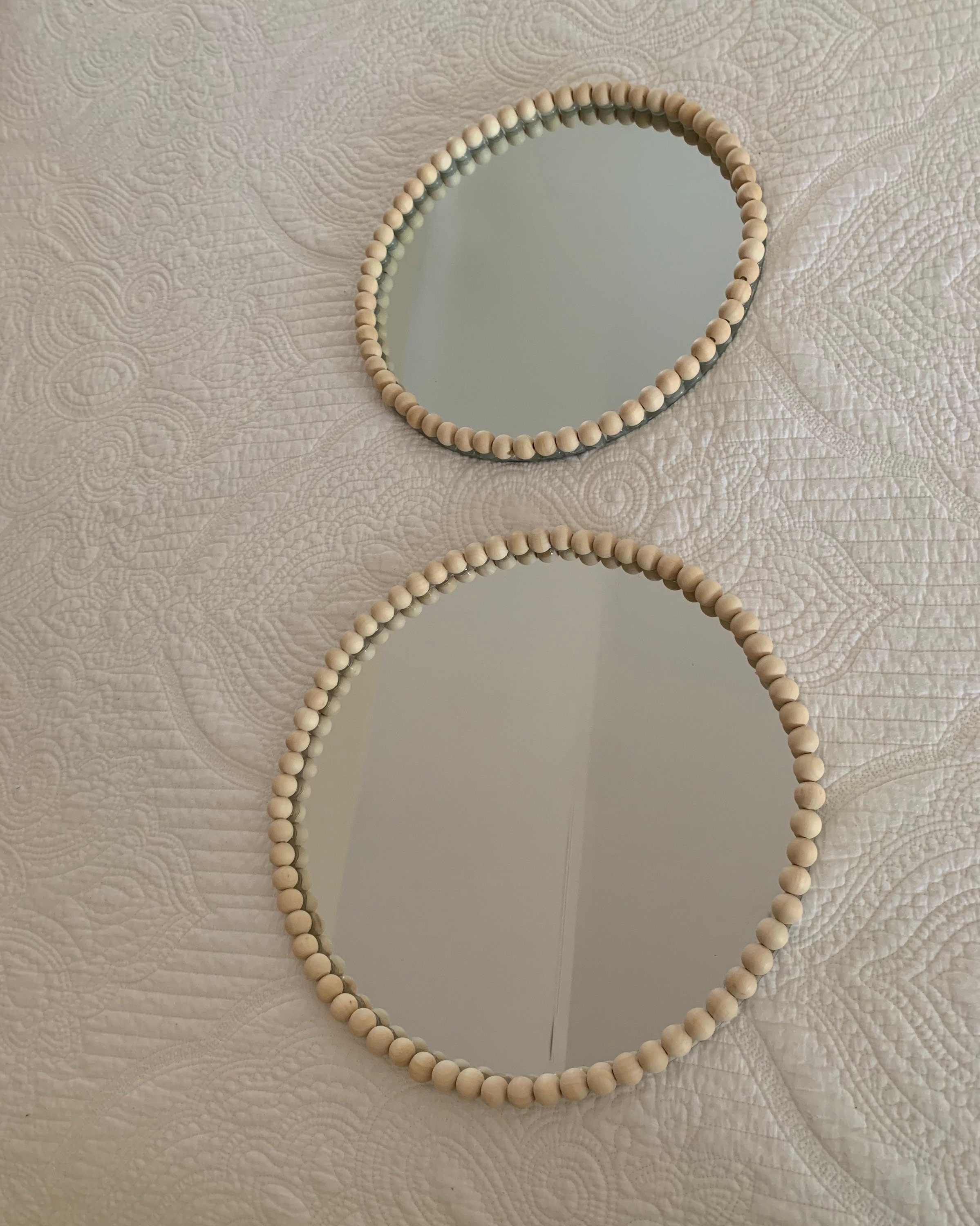 Boho beaded mirror wooden beads mirror vanity tray Etsy