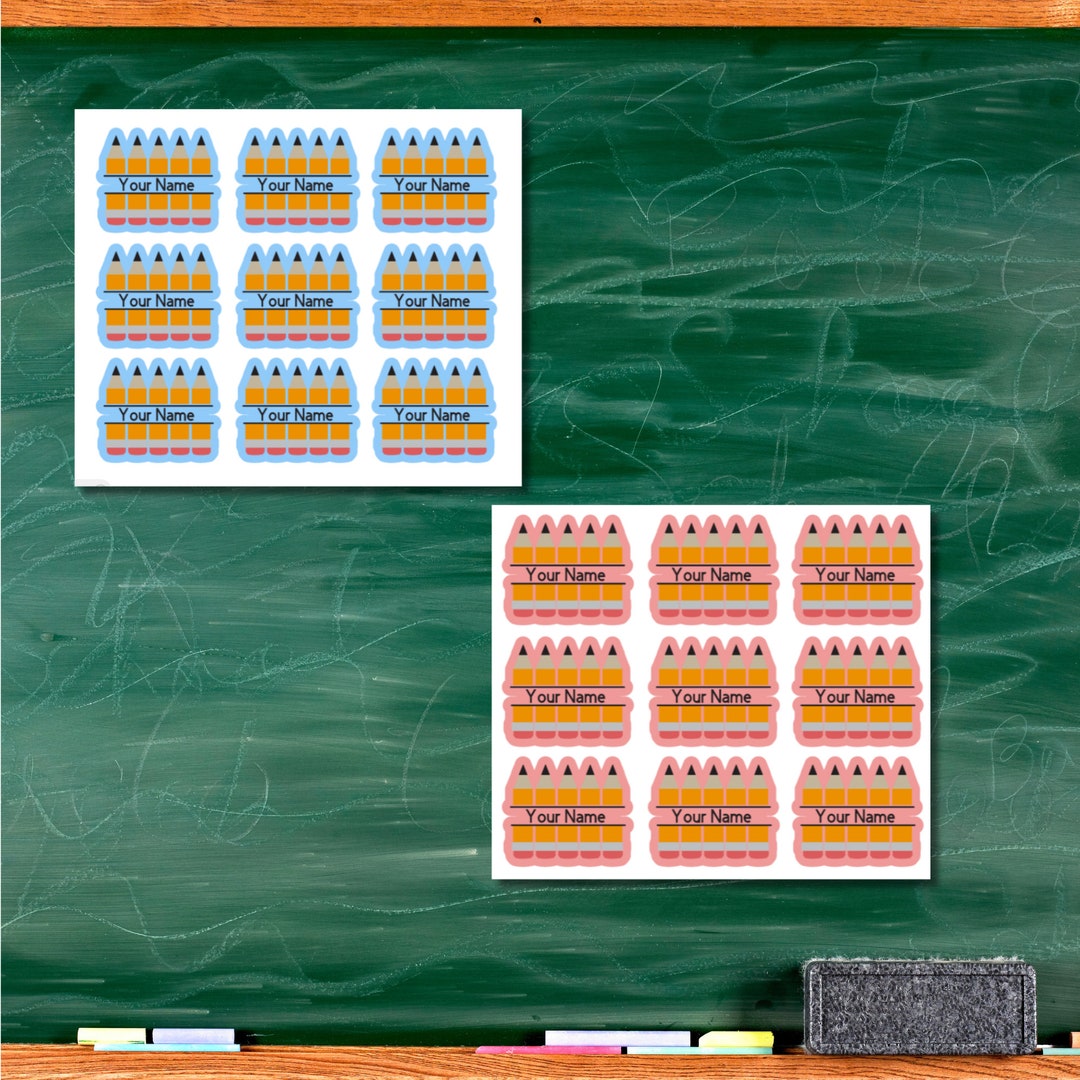 Pencil Name Tag Sticker Name Tags Personalized Name Tags Etsy
