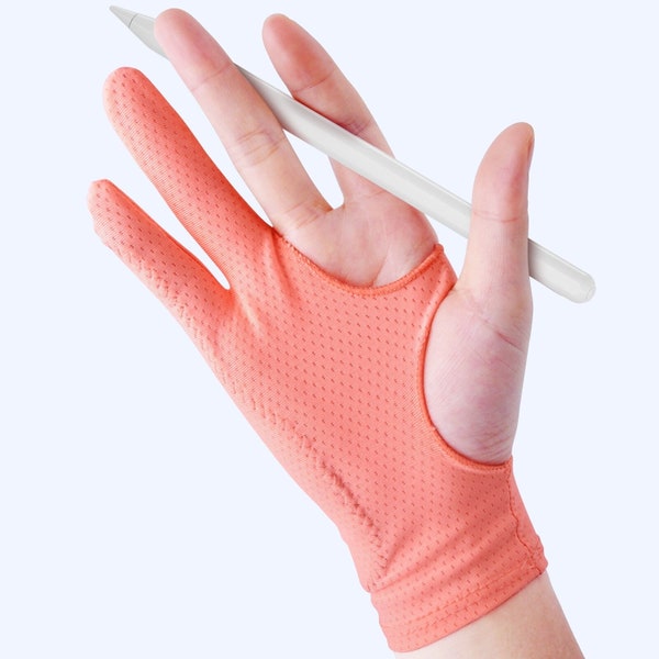 Zeichenhandschuh, Anti-Fouling-Zwei-Finger-Anti-Touch-Malhandschuh für das Zeichnen von Tablet