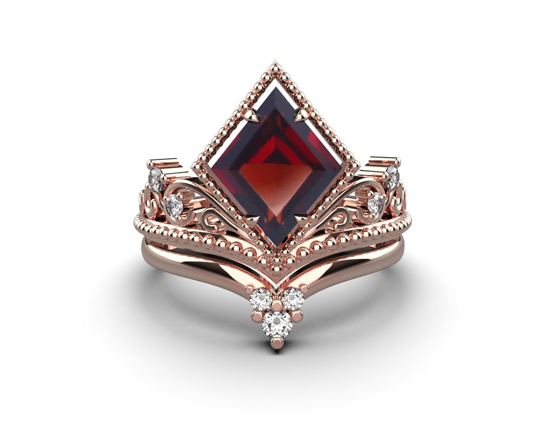 red garnet ring sterling silver ring natural garnet ring january birthstone ring promise ring kite cut ring
