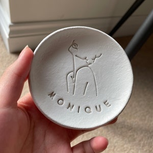 Personalised Handmade Line Art Clay Trinket Dish or Ring Holder Modern, Minimalist Accessories for Home Gifts Under 10 Christmas 1