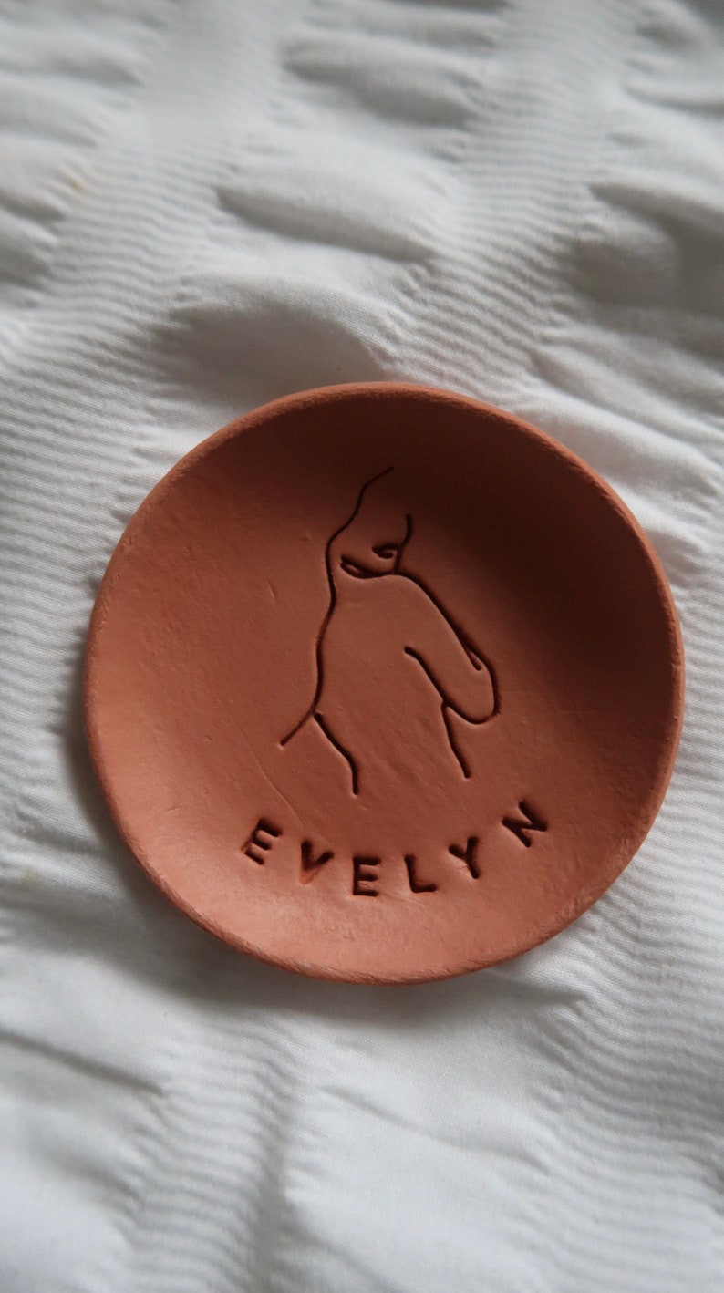 Personalised Handmade Line Art Clay Trinket Dish or Ring Holder Modern, Minimalist Accessories for Home Gifts Under 10 Christmas 5