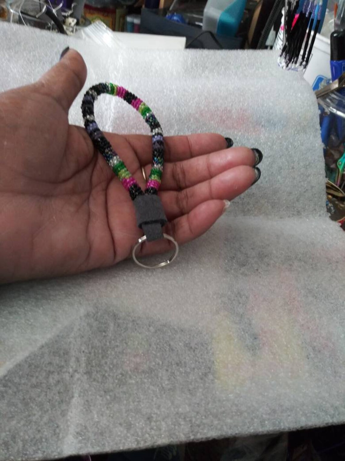 Beaded wristlet. Keychain. Etsy