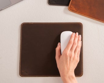 Leather Mouse Pad for Office, Hand Crafted Custom Computer Mousepad