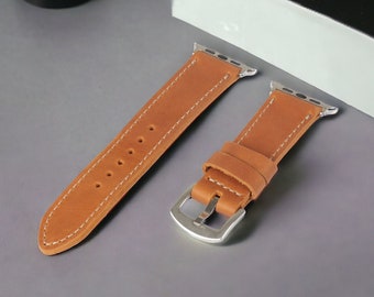 Personalized Apple Watch Strap, Handcrafted Leather Watch Band 38mm, 40mm, 41mm for 9-8-7-6-5-4-3-SE