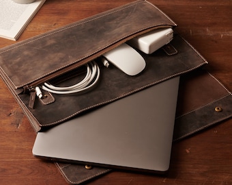 Leather Laptop Sleeve MacBook Air Pro 15 and 16 M1, M2,M3 and M4 Case