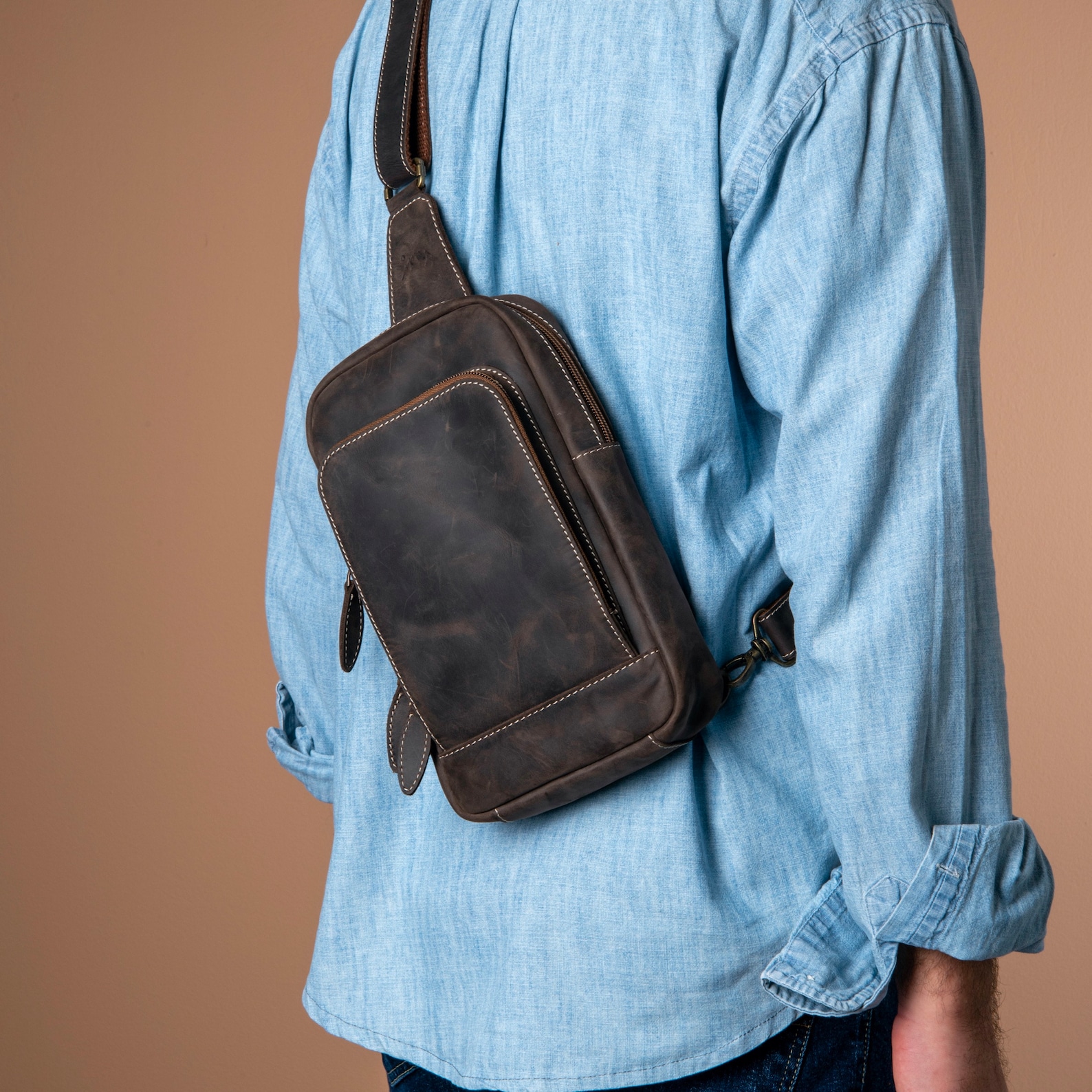 Leather Sling Bag Fanny Pack Men Women Waist Crossbody Etsy