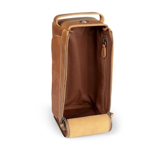 Top-down view of the empty wide-frame open bag showing the reinforced structure for easy access.