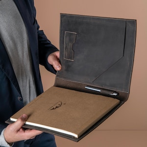 Personalized Leather Padfolio Organizer: Full Grain Crazy Horse Leather, A4 & Legal Size