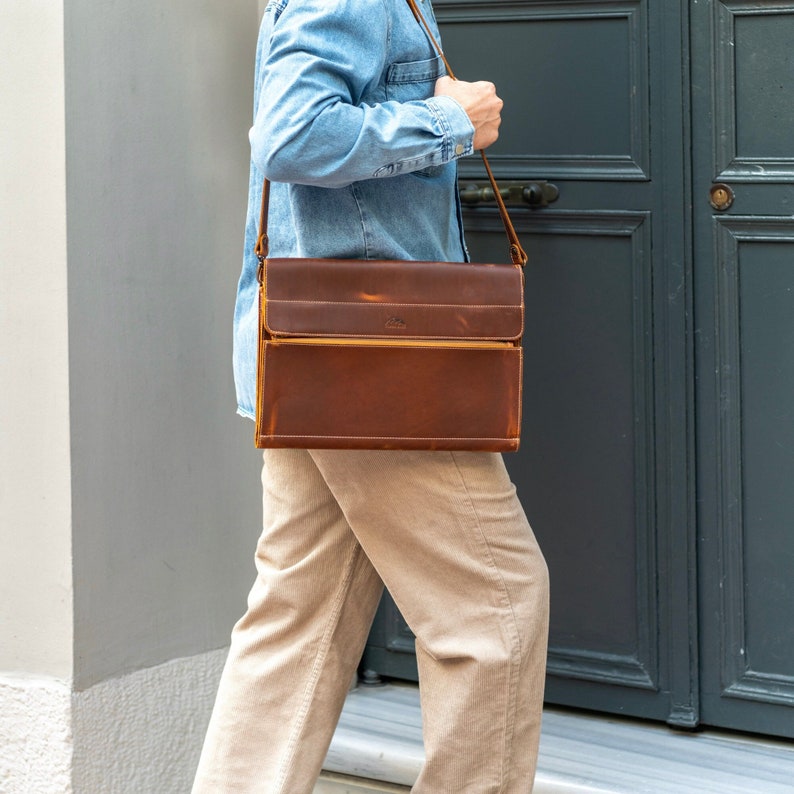 Leather laptop bag