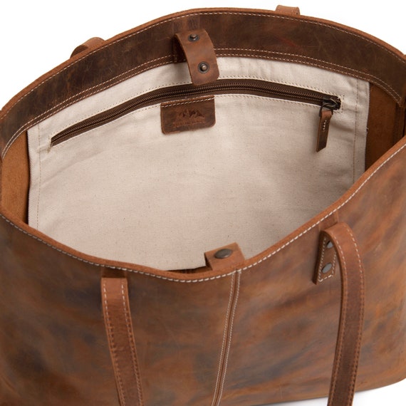 Leather Bag S-ZONE Women Vintage Genuine Leather Shoulder Tote Bag