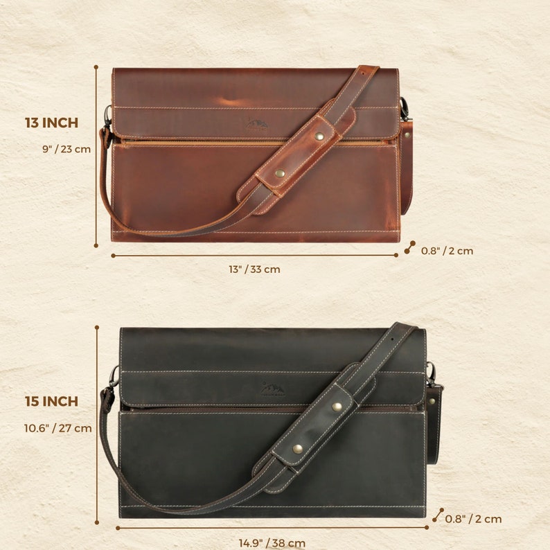 Leather Laptop Bag with Strap