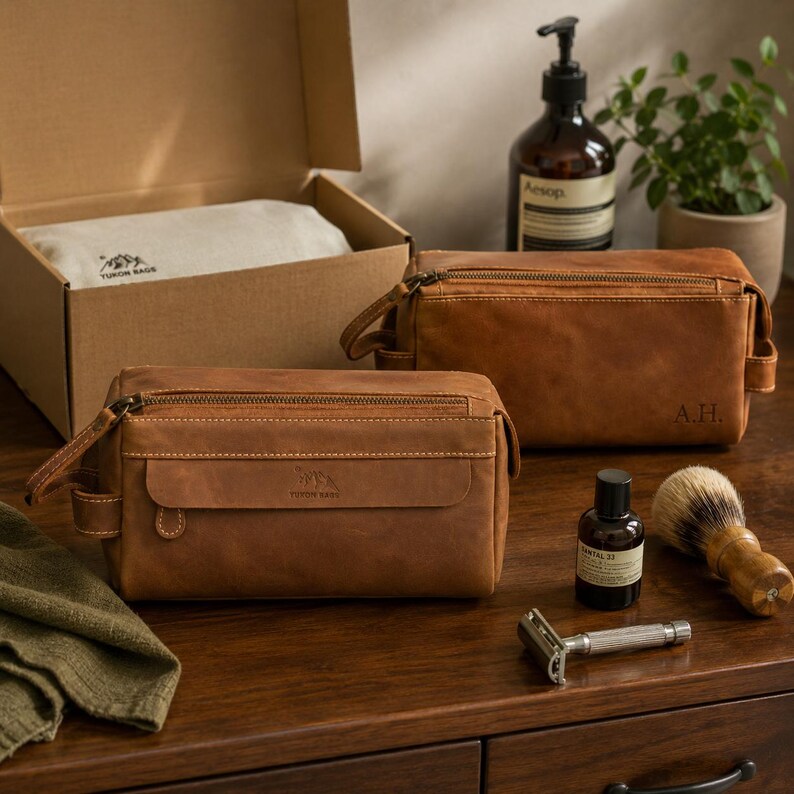 Leather dopp kit