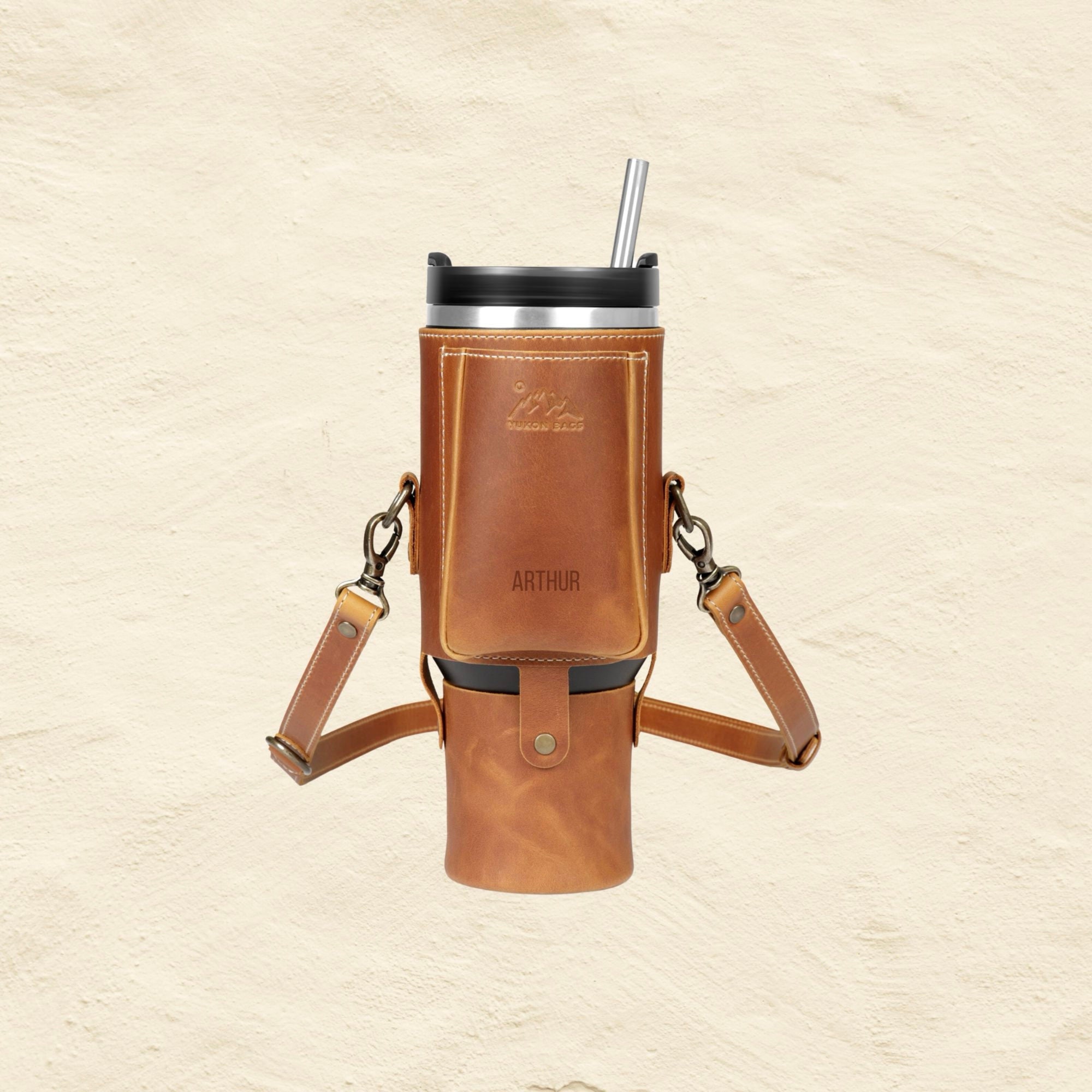 Accessoires Sac De Transport Pour Gobelet Stanley 40oz - Bandoulière Ajustable + Poche Téléphone - Néoprène - Beige Stanley Cup