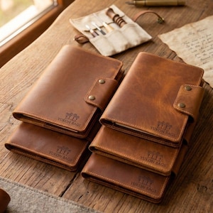 Personalized Crazy Horse Leather Journal, Monogrammed A5 Notebook Cover, Refillable Planner