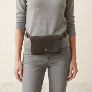 Handcrafted Full Grain Leather Waist Bag, Minimalist Fanny Pack, Personalized Crossbody Bag