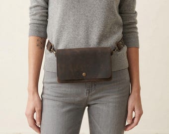 Handcrafted Full Grain Leather Waist Bag, Minimalist Fanny Pack, Personalized Crossbody Bag