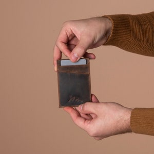 Gepersonaliseerde leren kaarthouder, handgemaakte portemonnee voor creditcardhouder, minimalistische ultradunne kaarthouder