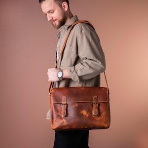 Sac messager en cuir personnalisé, grand sac cartable en cuir pour homme et femme, sac à bandoulière pour ordinateur portable