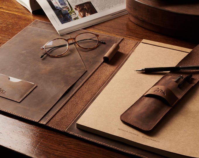 Personalized Leather Padfolio: Hard Cover Legal Pad & Corporate Gift