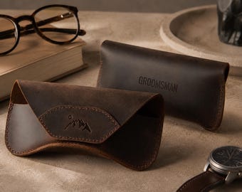 Personalized Groomsmen Gift, Leather Eyeglass Case for Best Man