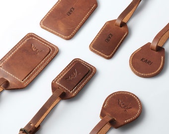 Personalized Leather Travel Set | Leather Luggage tag, Leather Airtag luggage, Leather Name Tags for Luggage, Handcrafted Travel gifts