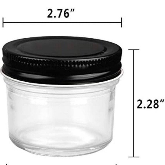 Glass 4oz Jars With Black Lids for Diy Etsy