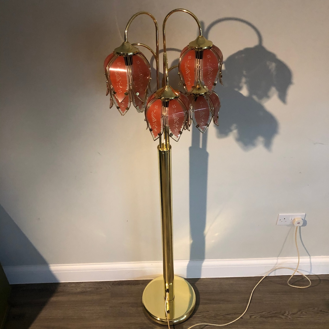 Vintage lotus flower floor lamp Etsy